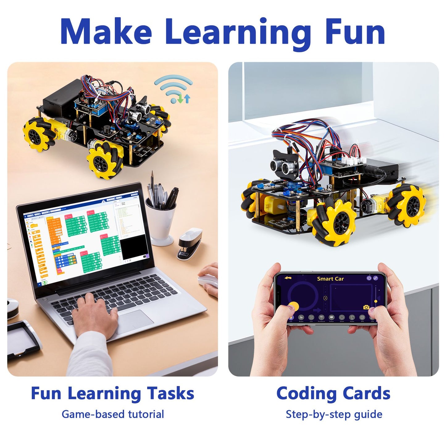 ESP32 Smart Robot Car Kit Carro de Controle Remoto para Projeto de Programação Arduino Kit de Codificação Científica de Educação STEM