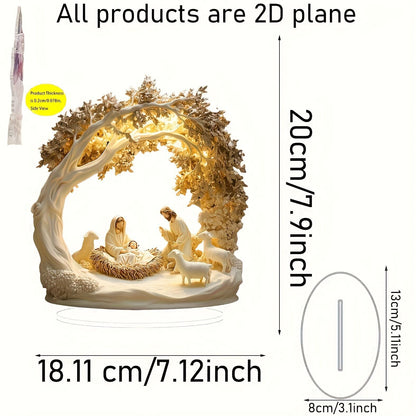 Jesus Birth Decor Glossy Acrylic Xmas Centerpiece Nativity Table Accessory Lightweight 2d Flat Christian Decoration For Party