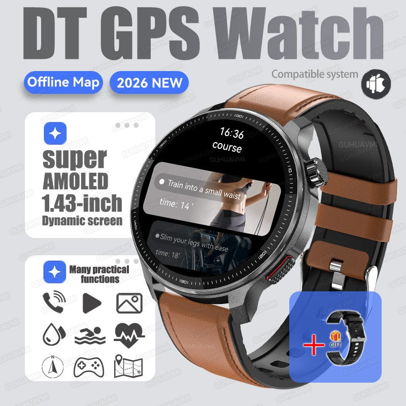 New Outdoors Military T-Rex3 Offline Map GPS SmartWatch 10ATM Waterproof Watch 4GB Memory Compass Voice Call Sports Bracelet Men