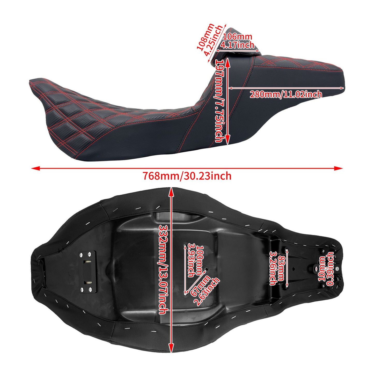 Assento de motocicleta para motorista e passageiro com encosto para Harley Touring Street Glide Road King FLHTK 09-2023