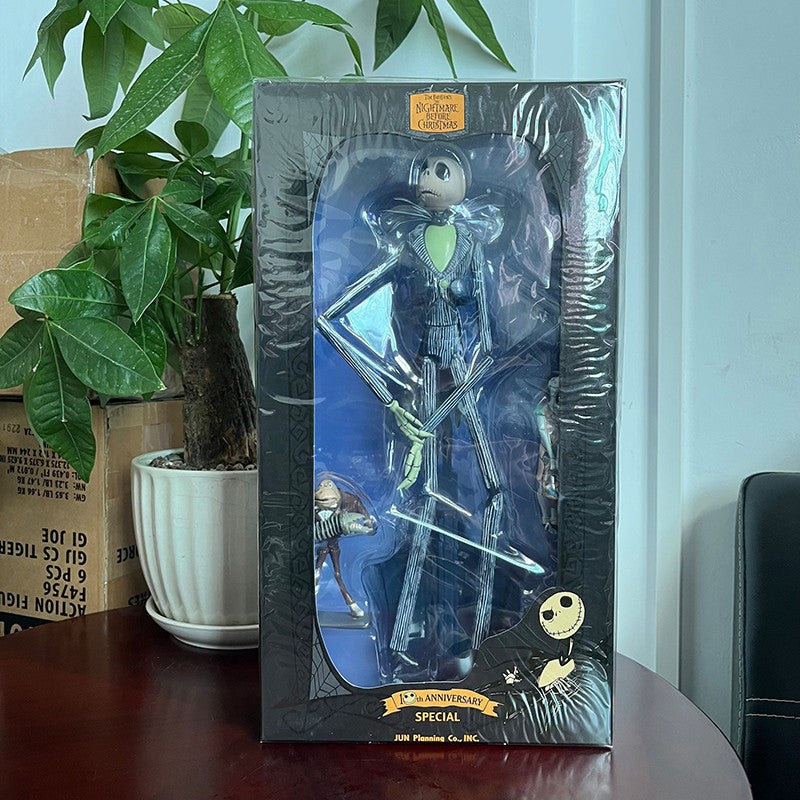 O Pesadelo Antes do Natal Jack Skellington Action Figure 12 Rostos Jack Jack Cadeira Versão Especial Modelo de Brinquedo Presente de Halloween