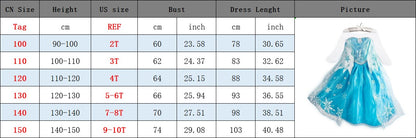 Girls Ice Snow Princess Cosplay Dress with Long Cloak Kids Outfit for Halloween Carnival Birthday Theme Party Role?Play Dress?Up