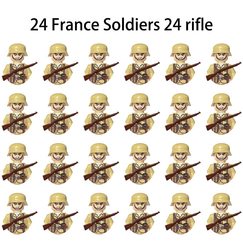 Brinquedos de blocos de montar para crianças: Modelos de Mini Armas de Exército Nacional de Guerra de Soldados de Infantaria da Segunda Guerra Mundial