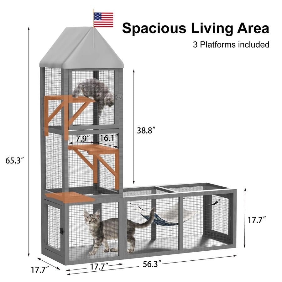 em 1 Catio Interno, Recinto Externo para Gatos com Túnel, Parque para Animais de Estimação Inclui 1 Catio e 1 Túnel, Recinto para Gatos com Rede para Gatos e