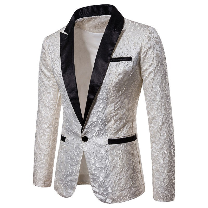 Men's Floral Party Dress Suit Stylish Dinner Jacket Bartender Wedding Blazer Holiday Gifts Prom Tuxedo Men's Coat Jacket