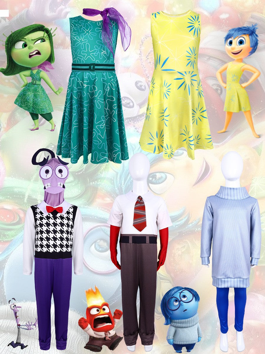 Anime Movie Inside out 2 Joy Cospaly Costume Envy Anxiety Ennui Cos Outfits For Adult Kids Halloween Stage Performance Costume
