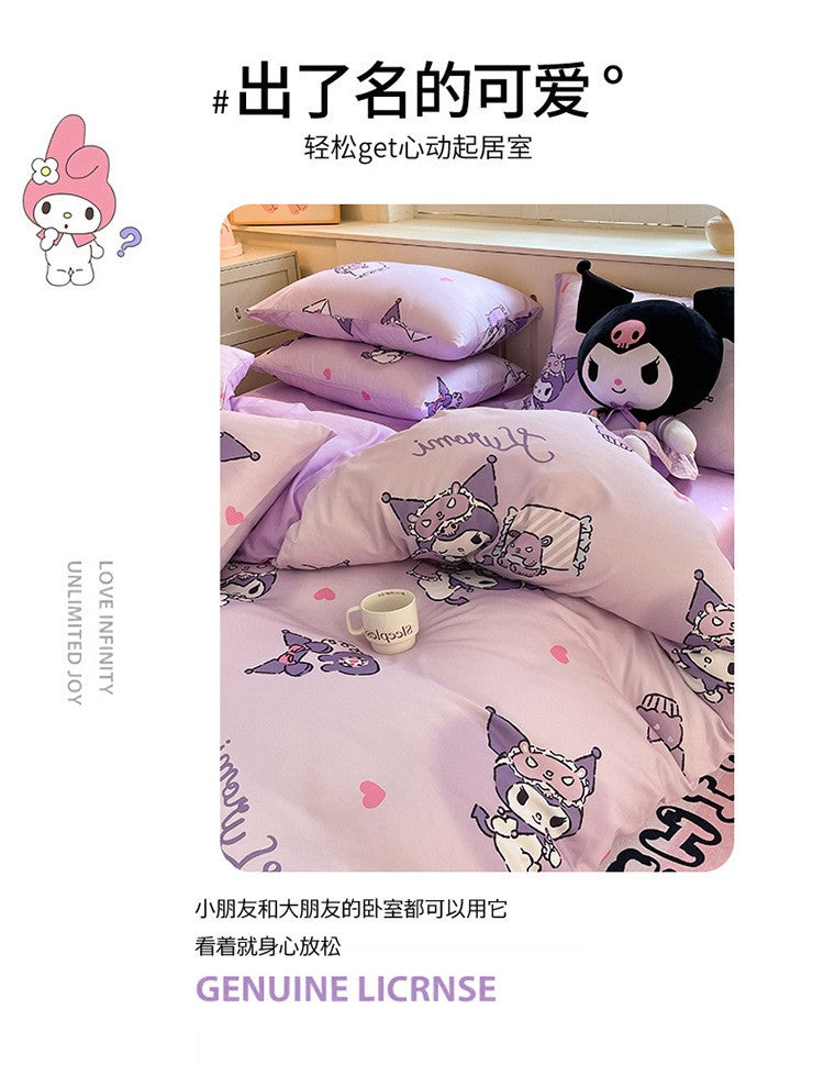 New Sanrio Hello Kitty Bedding Set Cotton Kuromi Melody Bedding Double Pillowcase Bed Linens Girl Dorm Bedclothes Home Textile