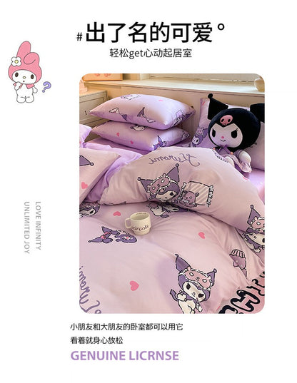 New Sanrio Hello Kitty Bedding Set Cotton Kuromi Melody Bedding Double Pillowcase Bed Linens Girl Dorm Bedclothes Home Textile