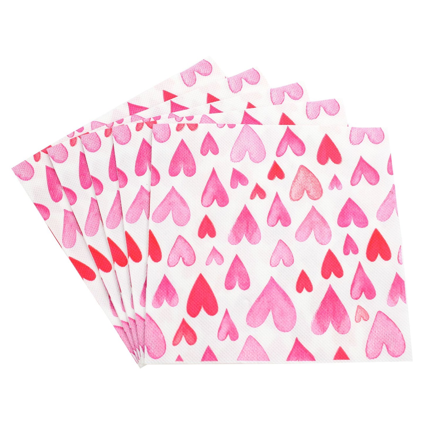 20pcs Romantic Pink Heart Pattern Disposable Napkins Valentine's Day Weddings Birthdays Party Decoration Tableware Lining Paper