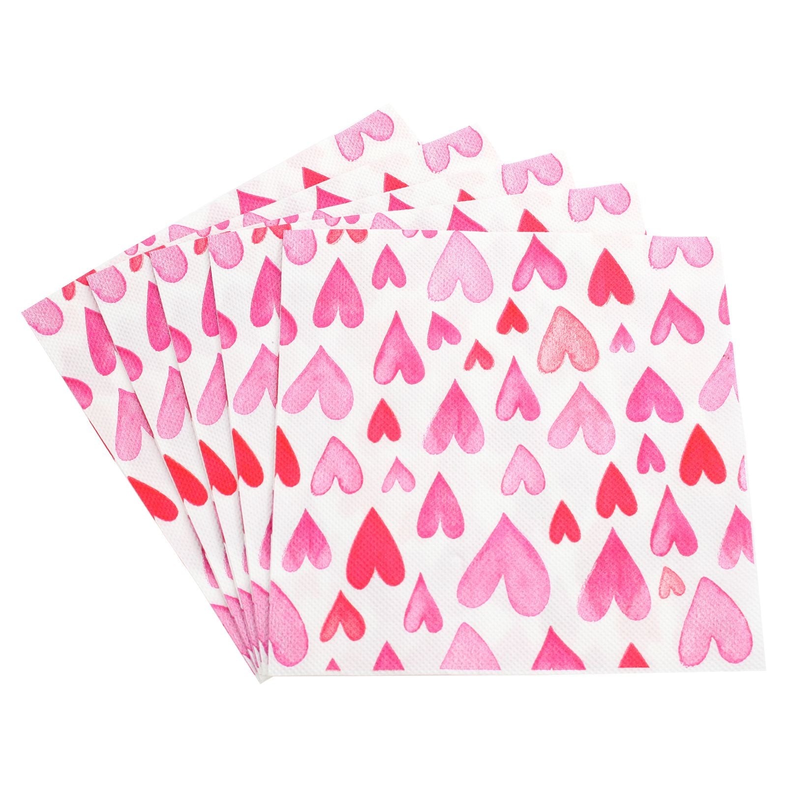 20pcs Romantic Pink Heart Pattern Disposable Napkins Valentine's Day Weddings Birthdays Party Decoration Tableware Lining Paper