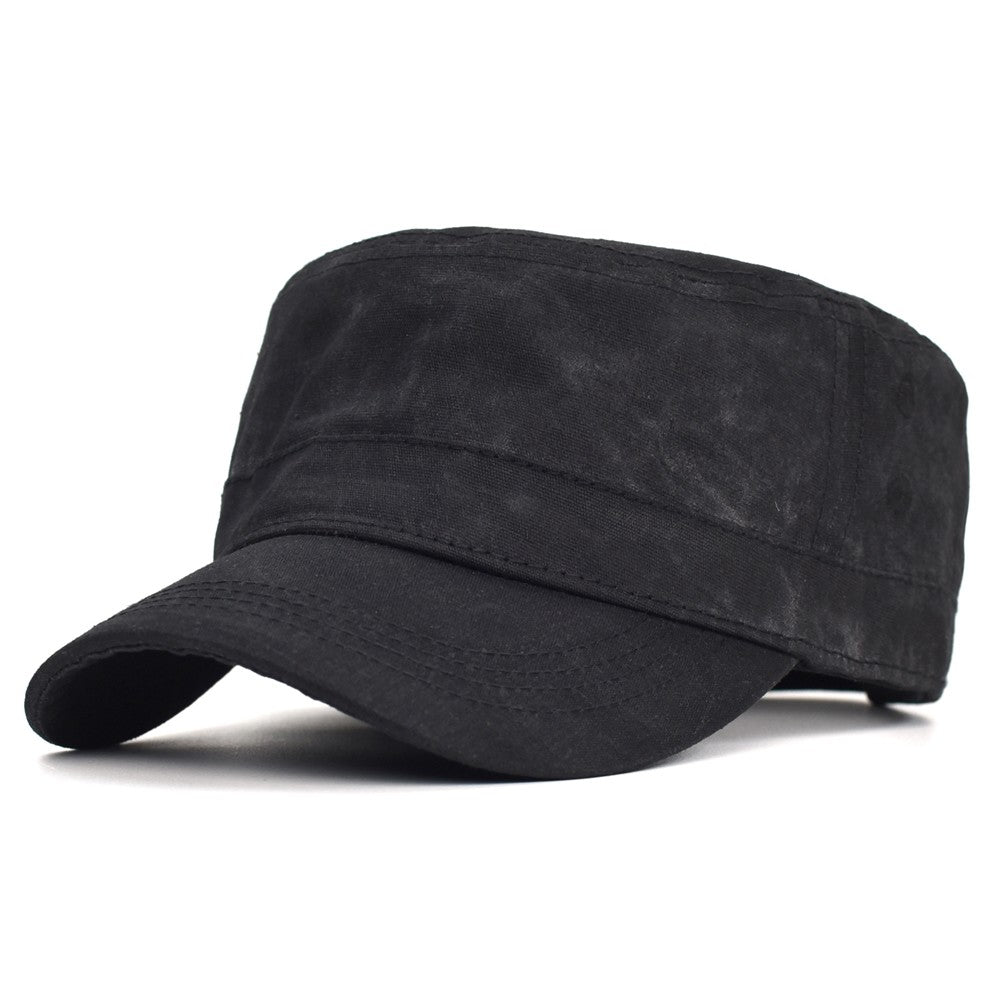 Bonés Militares de Lona Encerada Algodão Masculinos Impermeáveis Chapéu Cadete do Exército Design Único Vintage Topo Reto