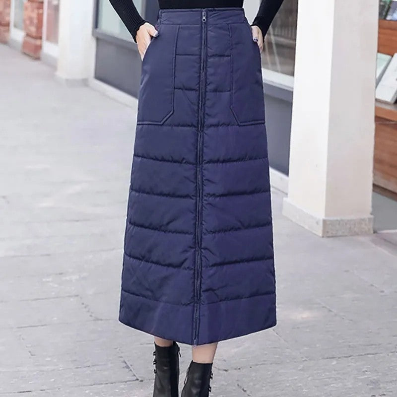 Saia de Algodão Quente de Inverno Grossa Feminina Outono Inverno Nova Saia de Algodão Para Baixo Calça Meia-Corpo 2025 Nova Saia de Inverno Vestido Longo