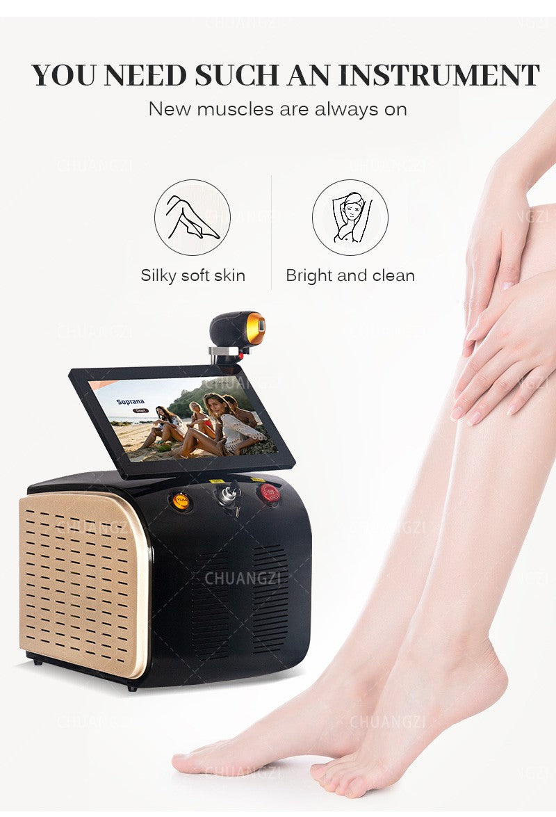 Portable 808 755nm Body Hair Laser Hair Removal Machine 3-Wave IPL Professional Diode Ice Titanium Permanent Painless