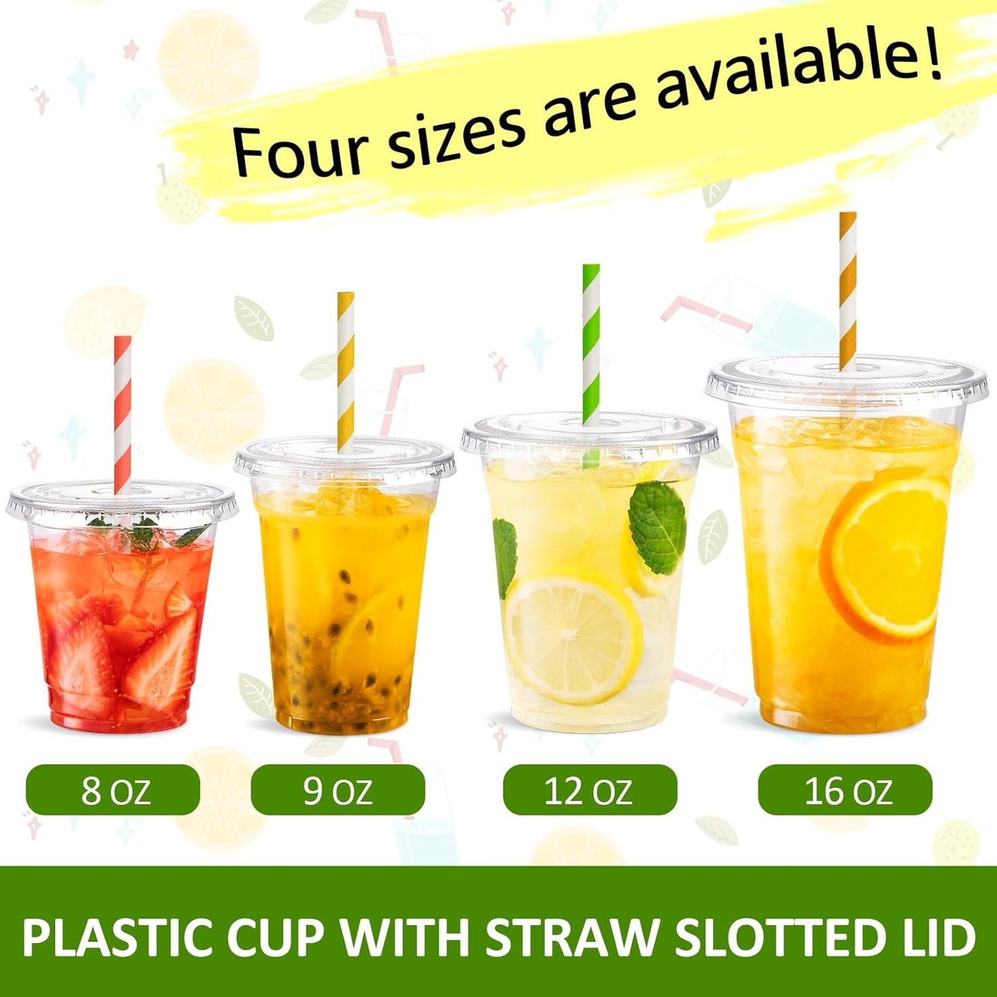 200 Sets 8 OZ Plastic Cups with Lids - 8 Ounce Clear Disposable Cups with Lids, Cold Drink Containers for Beverage, Parf