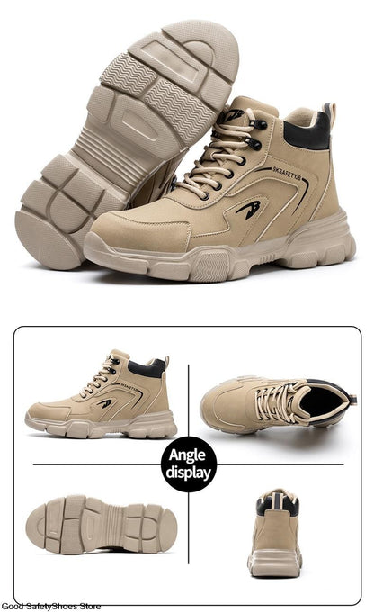 Botas de Segurança Masculinas com Biqueira de Aço Indestrutíveis para Construção Botas de Segurança à Prova de Perfurações Calçados de Trabalho Masculinos Protetores