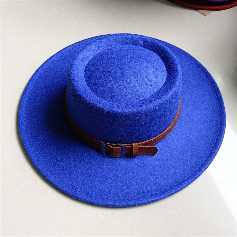 Chapéu Fedora unissex de inverno, superfície circular côncava e convexa, chapéu de jazz de feltro liso, elegante para homens e mulheres.