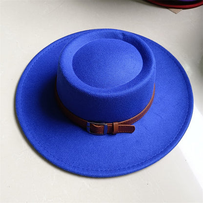 Chapéu Fedora unissex de inverno, superfície circular côncava e convexa, chapéu de jazz de feltro liso, elegante para homens e mulheres.
