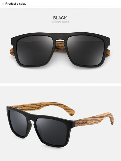 Óculos de Sol Quadrados de Madeira com Lentes Polarizadas Vermelhas Oi Wood Women