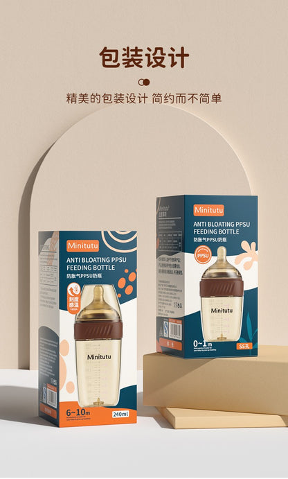 ? Minitutu ?Newborns aged 0-3-6 months, PPSU thermosensitive bottle/anti-colic, bottom return air exhaust