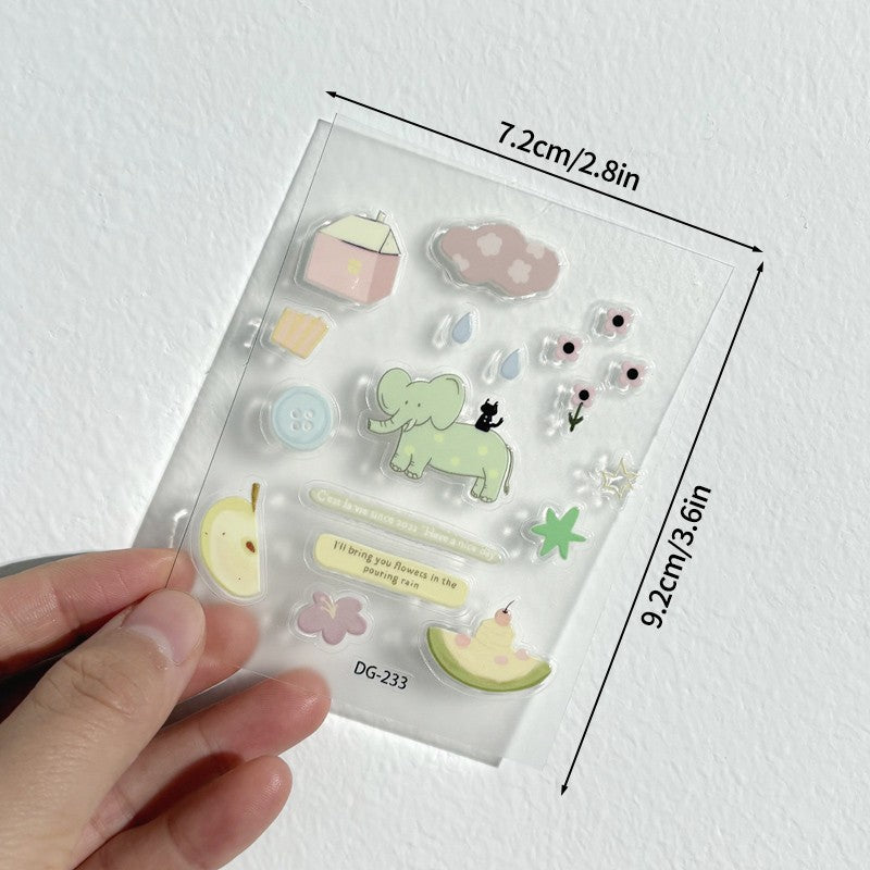 Korean INS-style Jelly Stickers Cute 3D Relief Decal Decorative Kawaii Stickers Mobile Phone Case DIY PC Waterproof Decals