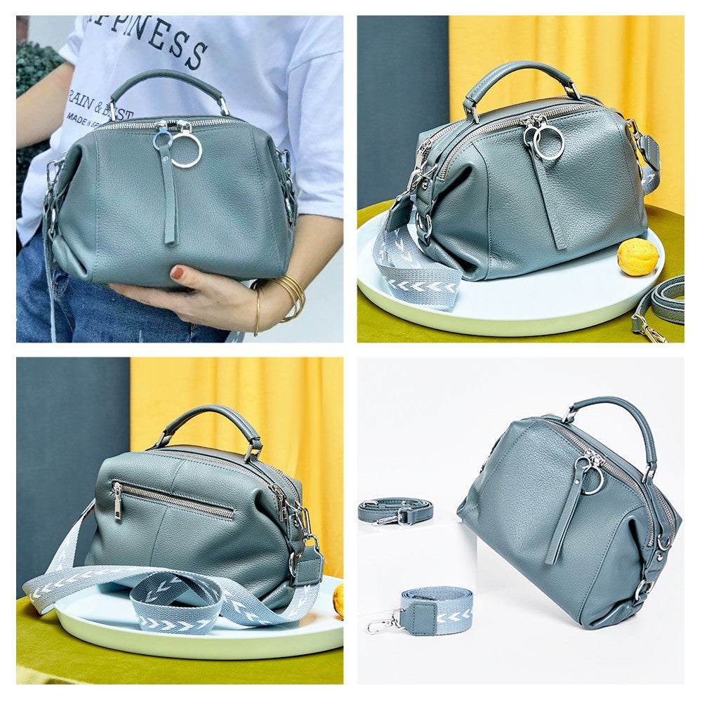 Zency Women's Handbag Genuine Leather Cowhide Cross Body Bags Ladies Shoulder Top Handle Satchel Trendy 2025 Pillow Bags Shopper