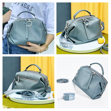 Zency Women's Handbag Genuine Leather Cowhide Cross Body Bags Ladies Shoulder Top Handle Satchel Trendy 2025 Pillow Bags Shopper