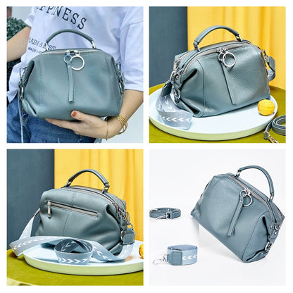 Zency Women's Handbag Genuine Leather Cowhide Cross Body Bags Ladies Shoulder Top Handle Satchel Trendy 2025 Pillow Bags Shopper