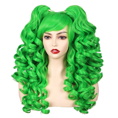 HAIRJOY Synthetic Hair  Wavy Pink Ponytail Wig for Jean Cosplay Game Princess  Anime Wigs with Hair Pigtails Bangs Halloween Wig