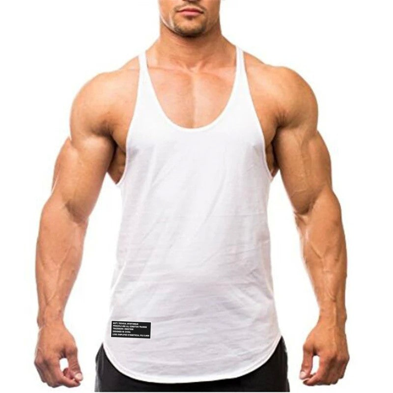 Gym Bodybuilding Fitness Vests Mens Running Sport Cotton Tank Tops Summer Breathable Sleeveless Y Back Suspender Belt Undershirt