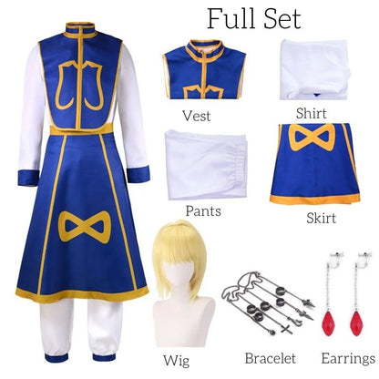 Anime Manga Hunter X Hunter Kurapika Cosplay Costume Wig Fingers Rings Chain Earrings Anime Uniforms Halloween Party Outfits