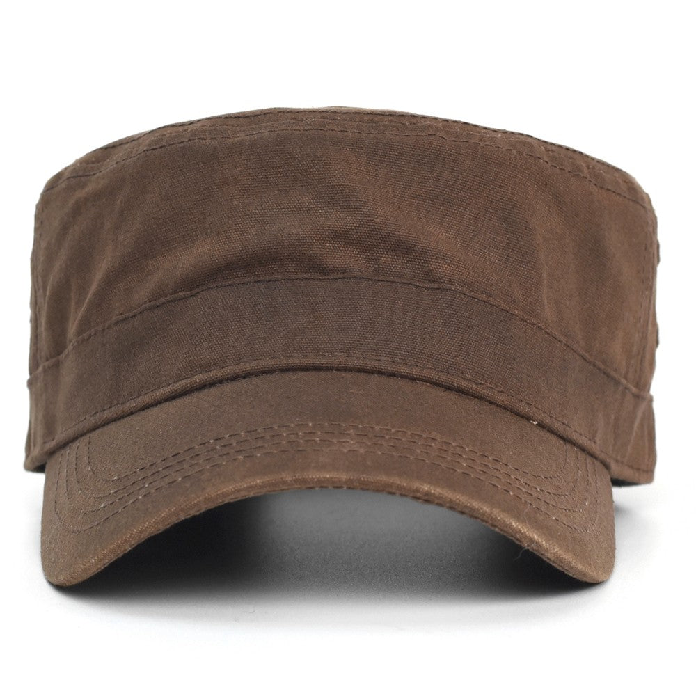 Bonés Militares de Lona Encerada Algodão Masculinos Impermeáveis Chapéu Cadete do Exército Design Único Vintage Topo Reto
