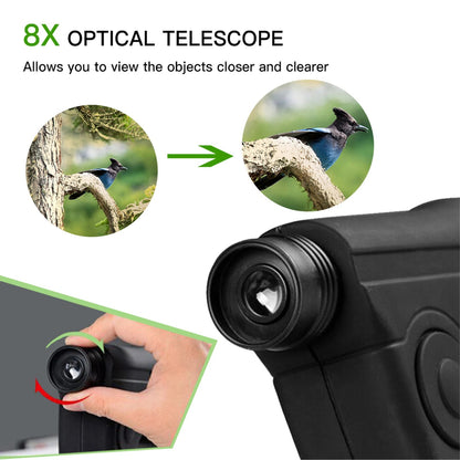 Telescópio Monocular para Observação de Pássaros 8X Com Microfone Fácil de Usar para Iniciantes Sem Bateria Prisma Bak4 Ipx4 à Prova D'água para Gravar Pássaros