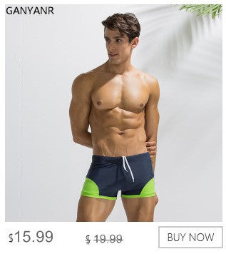 GANYANR Brand Swimming Trunks Swimwear Men Sunga Swimsuit Bikini Gay Sexy Swim Shorts Plaid Briefs Low Waist Bulge Pouch 2017