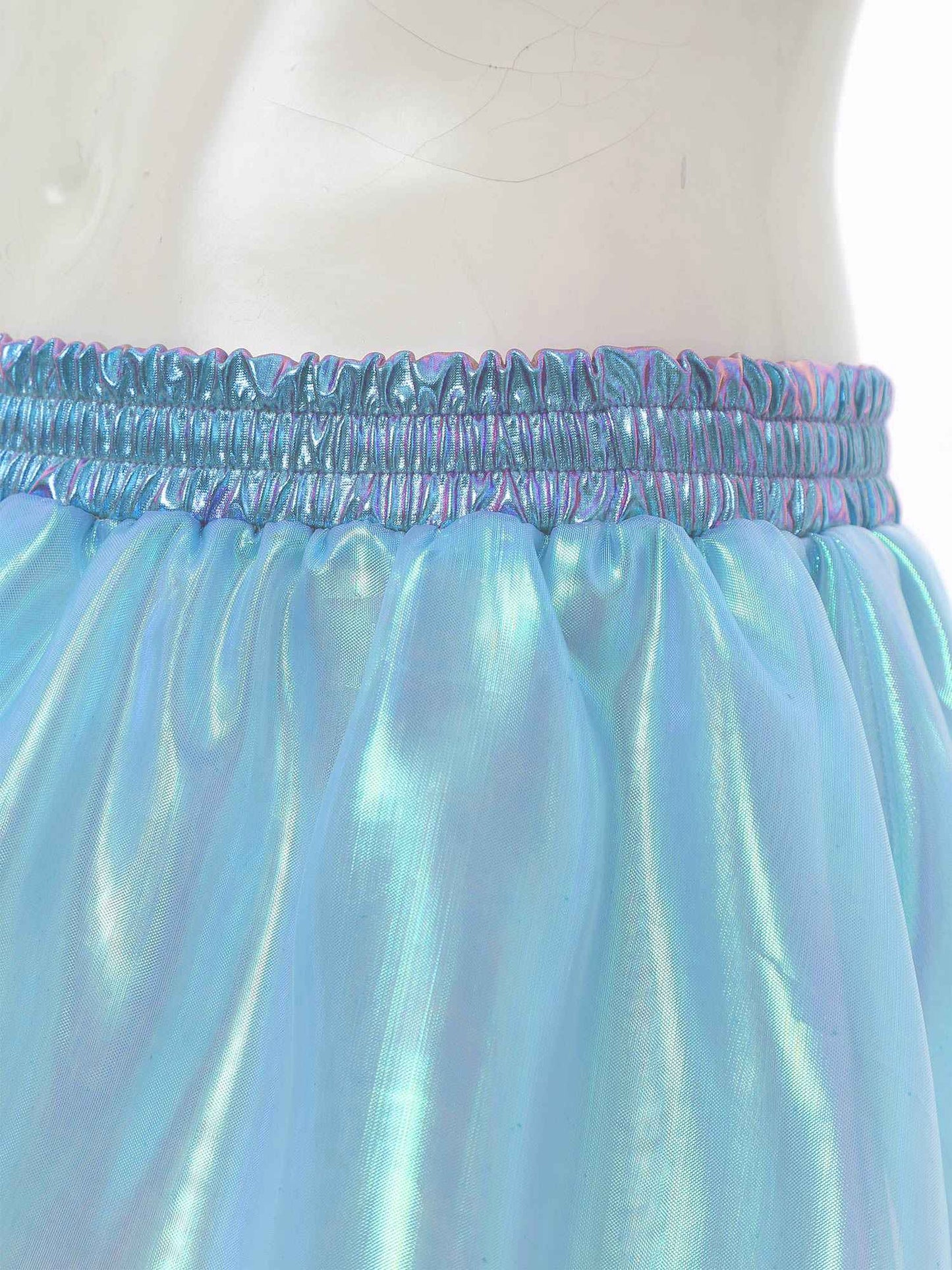 Womens Tiered A-line Pleated Short Skirt Shiny Glitter Skirt for Rave Festival Pole Dance Bar Party Skirt Night Club Costume