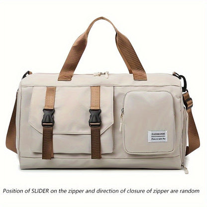 Women's Durable Nylon Sports Gym Bag with Shoe Compartment - Multifunctional Fitness Duffle for Yoga, Travel & Weekend Trips