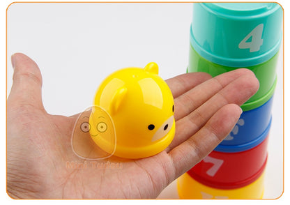 9PCS Educational Baby Toys 6 Month+ Figures Letters Foldind Stack Cup Tower Children Early Intelligence