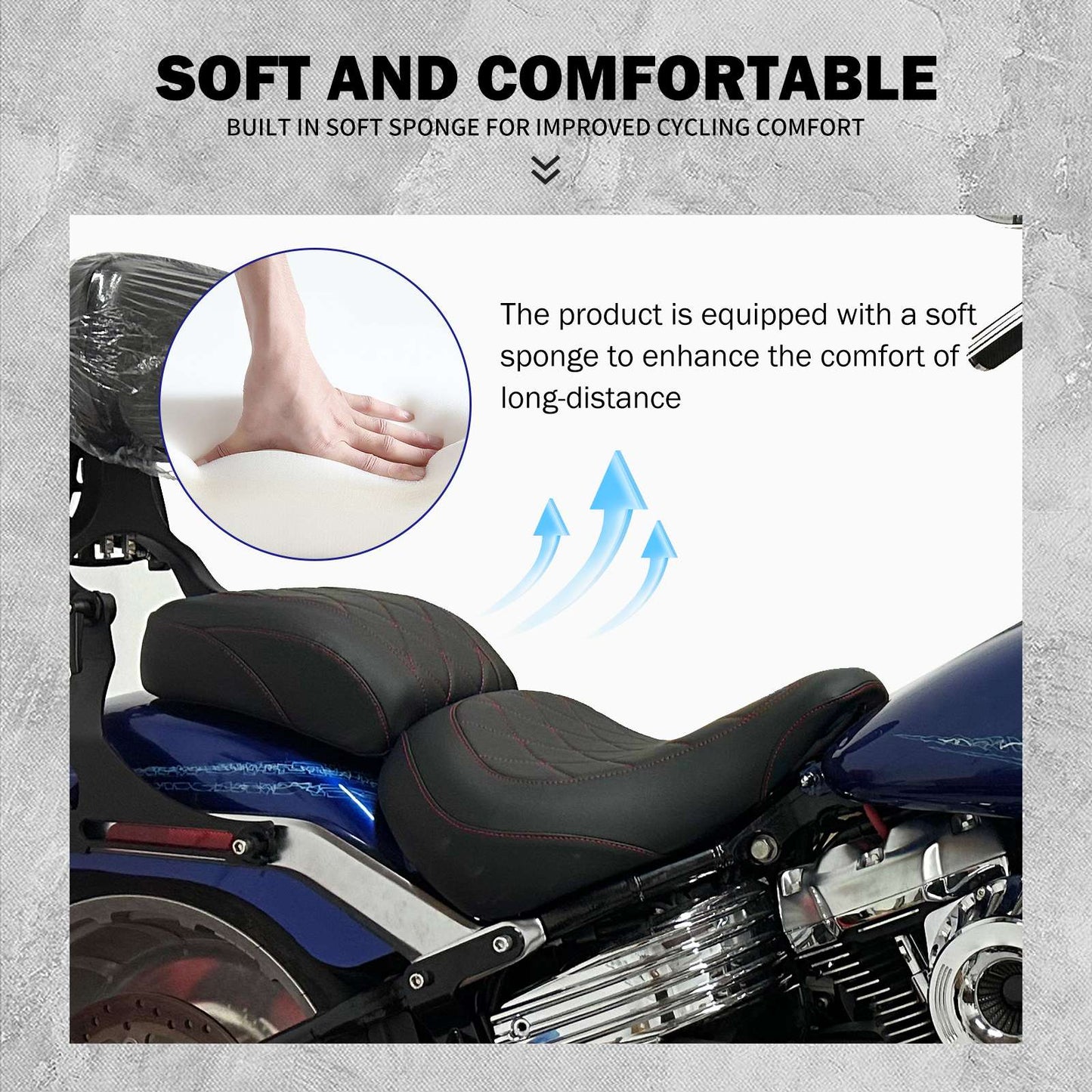 Assento de Passageiro de Motorista de Moto 2 Lugares Preto/Azul/Branco/Vermelho Para Harley Softail Fat Boy FLFB FLFBS 18-Up Breakout FXBR 23-Up