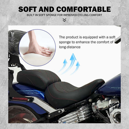Assento de Passageiro de Motorista de Moto 2 Lugares Preto/Azul/Branco/Vermelho Para Harley Softail Fat Boy FLFB FLFBS 18-Up Breakout FXBR 23-Up