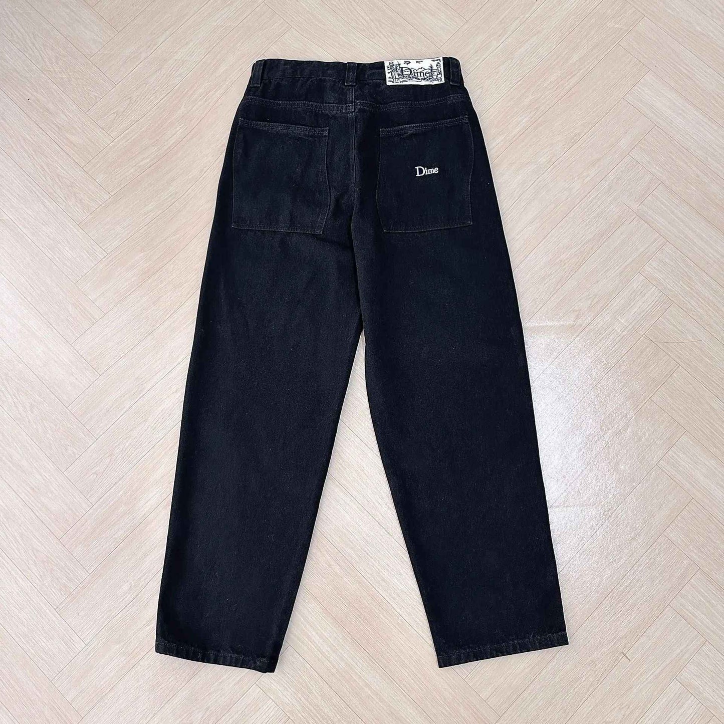 Calça Jeans Masculina Dime Baggy Reta Larga Casual Streetwear Skate Calça Jeans Lavada Comprida Curta Estilo Hip Hop