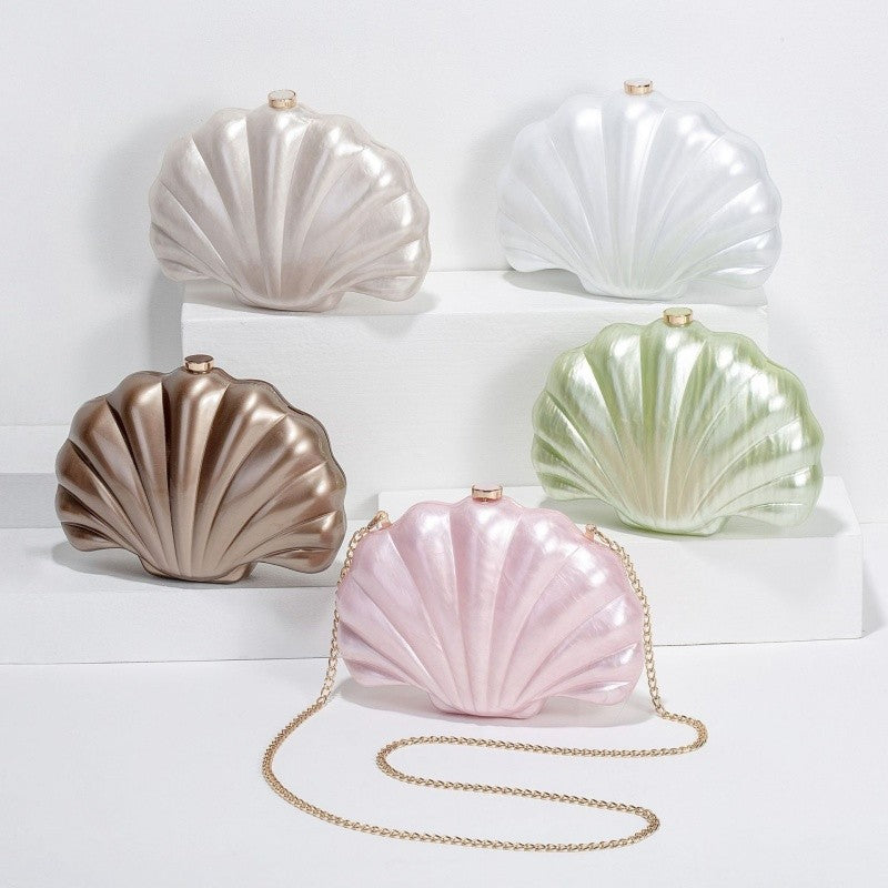 Ladies' new one shoulder diagonal cross bag, shaped shell acrylic bag, fashionable evening handbag