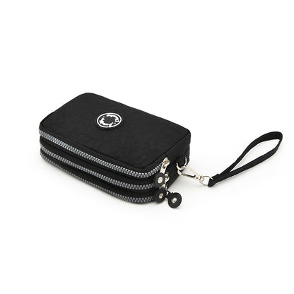 New long women's clutch, three-layer zipper, large-capacity coin purse
