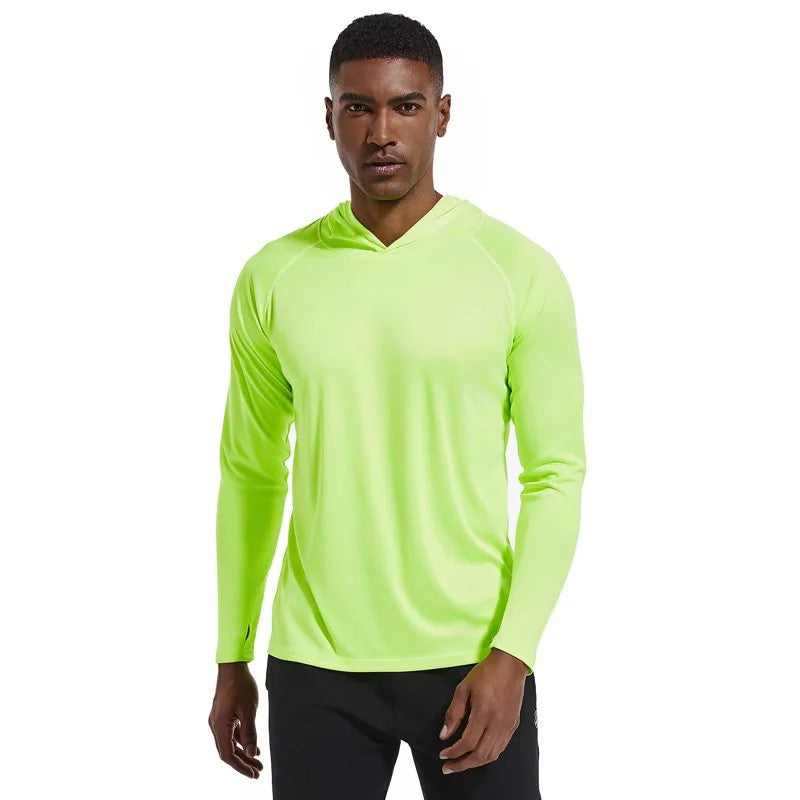 Men Upf 50+ Sun Protection t-Shirts Long Sleeve t-Shirt Casual Tops Male Quick Dry Gym Running Tee Shirts With Hood Man Clothing
