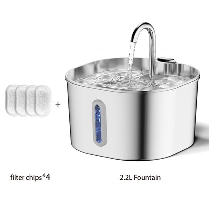 Bebedouro Automático para Gatos ZYFeeder 2.2L, Quadrado, Aço Inoxidável, para Animais de Estimação, com Janela? Não inclui plugue 5V 1A?