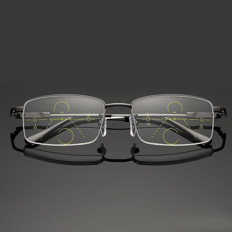 Progressive Men's Eyeglasses Frame Multifocal Reading Glasses Anti Blue Light Eyewear Near Far Sight Glasse escuadras de metal+4