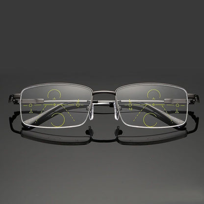 Progressive Men's Eyeglasses Frame Multifocal Reading Glasses Anti Blue Light Eyewear Near Far Sight Glasse escuadras de metal+4