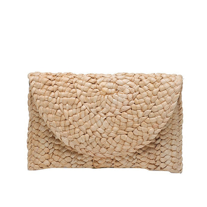 Yogodlns Corn Husk Weave Dinner Clutch Bag Women's Fashion Simple Straw Large Purse Woman Summer Casual Vacation Ladies Wallet