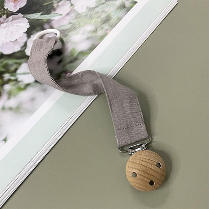 E06F Baby Cotton Pacifier Chain Wooden Clips BPA for Infant Newborn Shower Gift