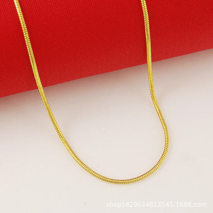 Luxury AU999 24K Gold Snake Bone Chain! Women's Smooth Snake Bone Pattern, High-End Flattering, Fit for Any Neck