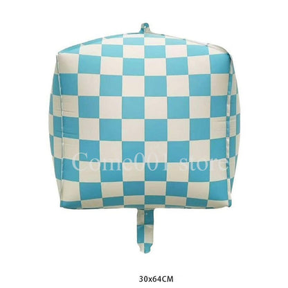 2PCS 4D Checkerboard Square Foil Balloons Birthday Party Accessories Fashion Photo Props Home Decoration