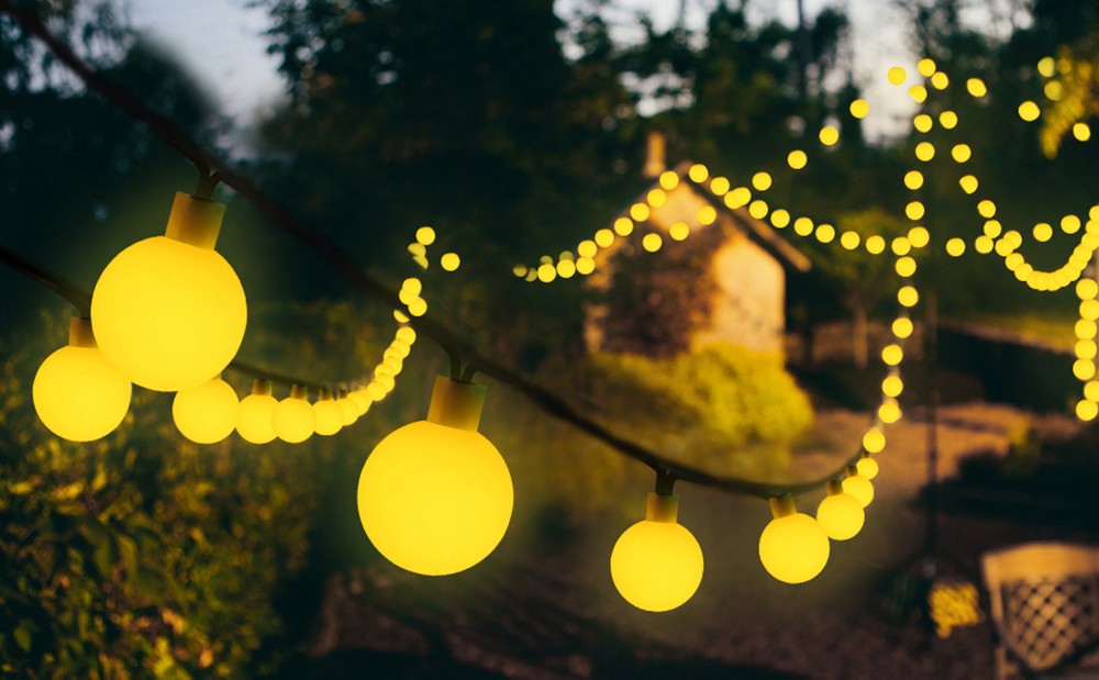 Solar String Lights Outdoor 200 LED Crystal Globe Lights Waterproof Solar Festoon Fairy Light for Garden Christmas Party Decor